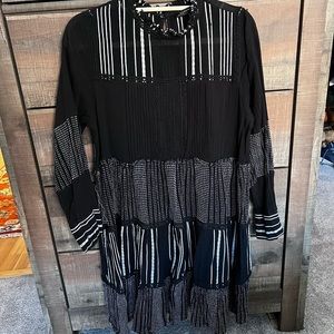 Zara embroidered strip long sleeve a dress